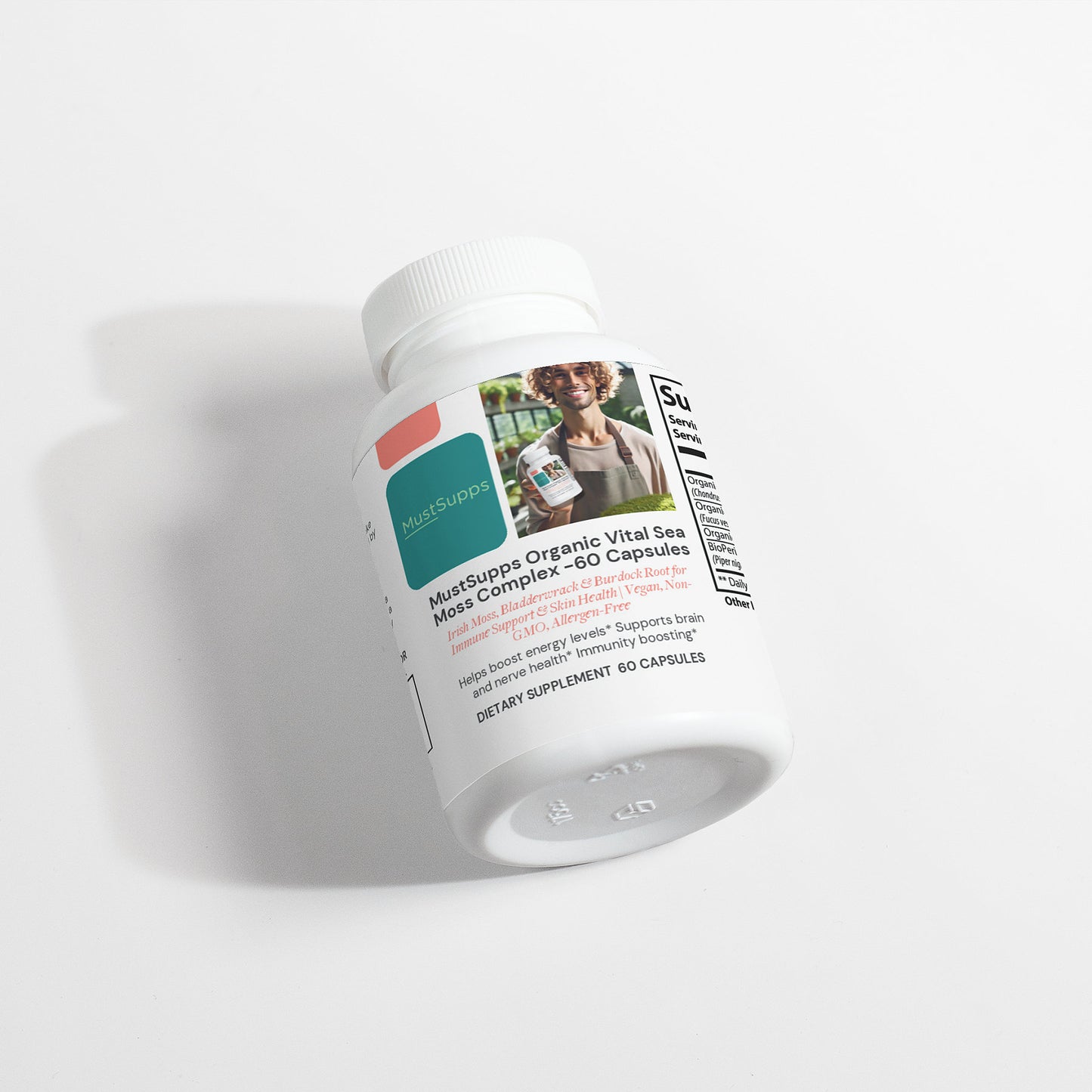 MustSupps Organic Vital Sea Moss Complex - 60 cápsulas - Musgo irlandés, fucus y raíz de bardana para reforzar el sistema inmunológico y la salud de la piel | Vegano, sin OGM, sin alérgenos