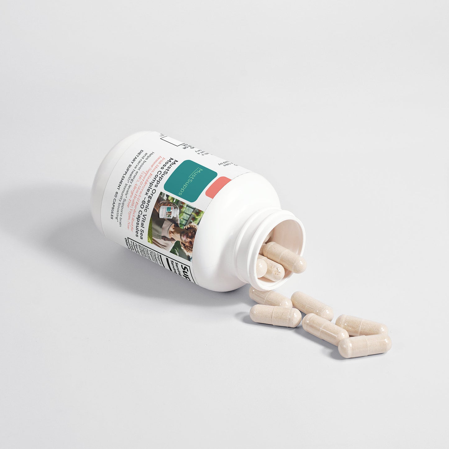 MustSupps Organic Vital Sea Moss Complex - 60 cápsulas - Musgo irlandés, fucus y raíz de bardana para reforzar el sistema inmunológico y la salud de la piel | Vegano, sin OGM, sin alérgenos
