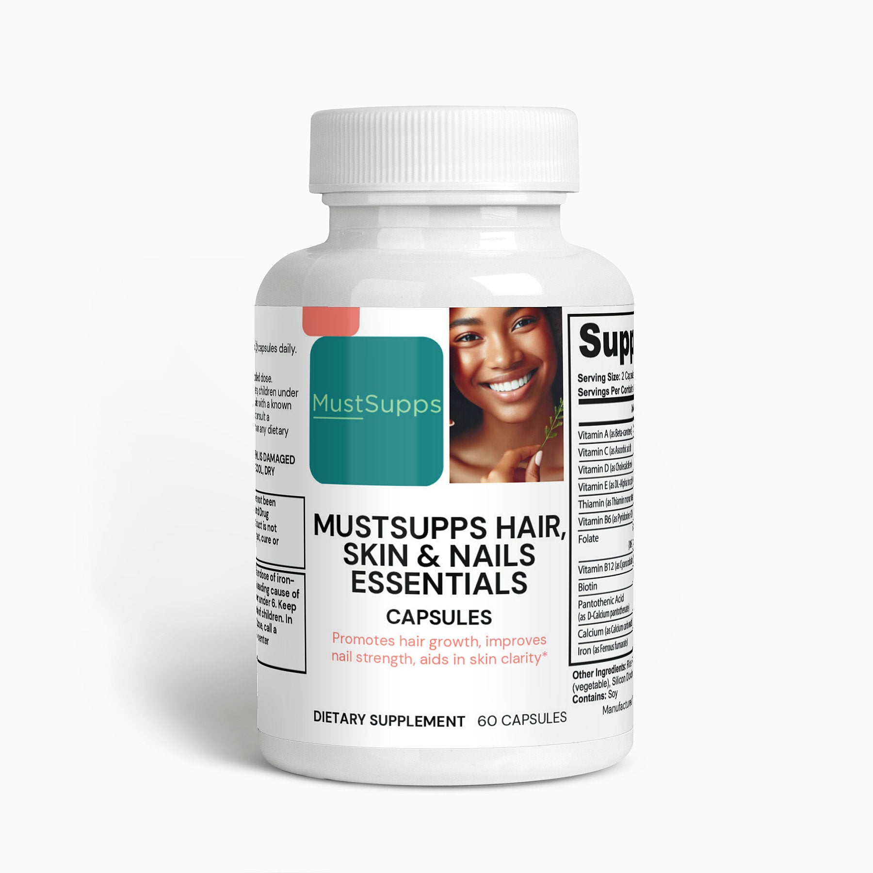 MustSupps Hair, Skin & Nails Essentials with Biotin – Supports Hair Growth, Skin Health, and Nail Strength | 60 Capsules - Must Supps