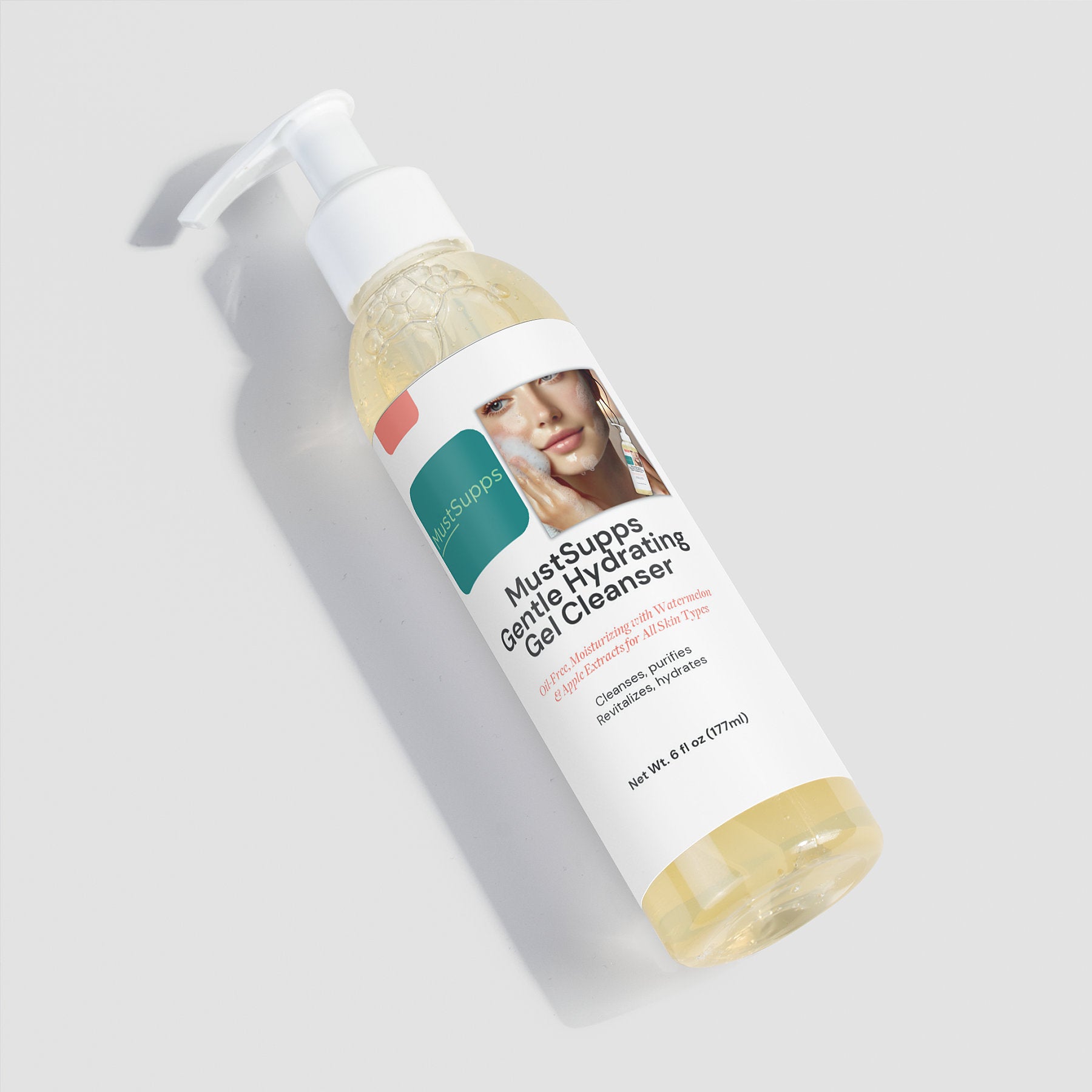 MustSupps Gentle Hydrating Gel Cleanser - Oil-Free, Moisturizing with Watermelon & Apple Extracts for All Skin Types - Must Supps