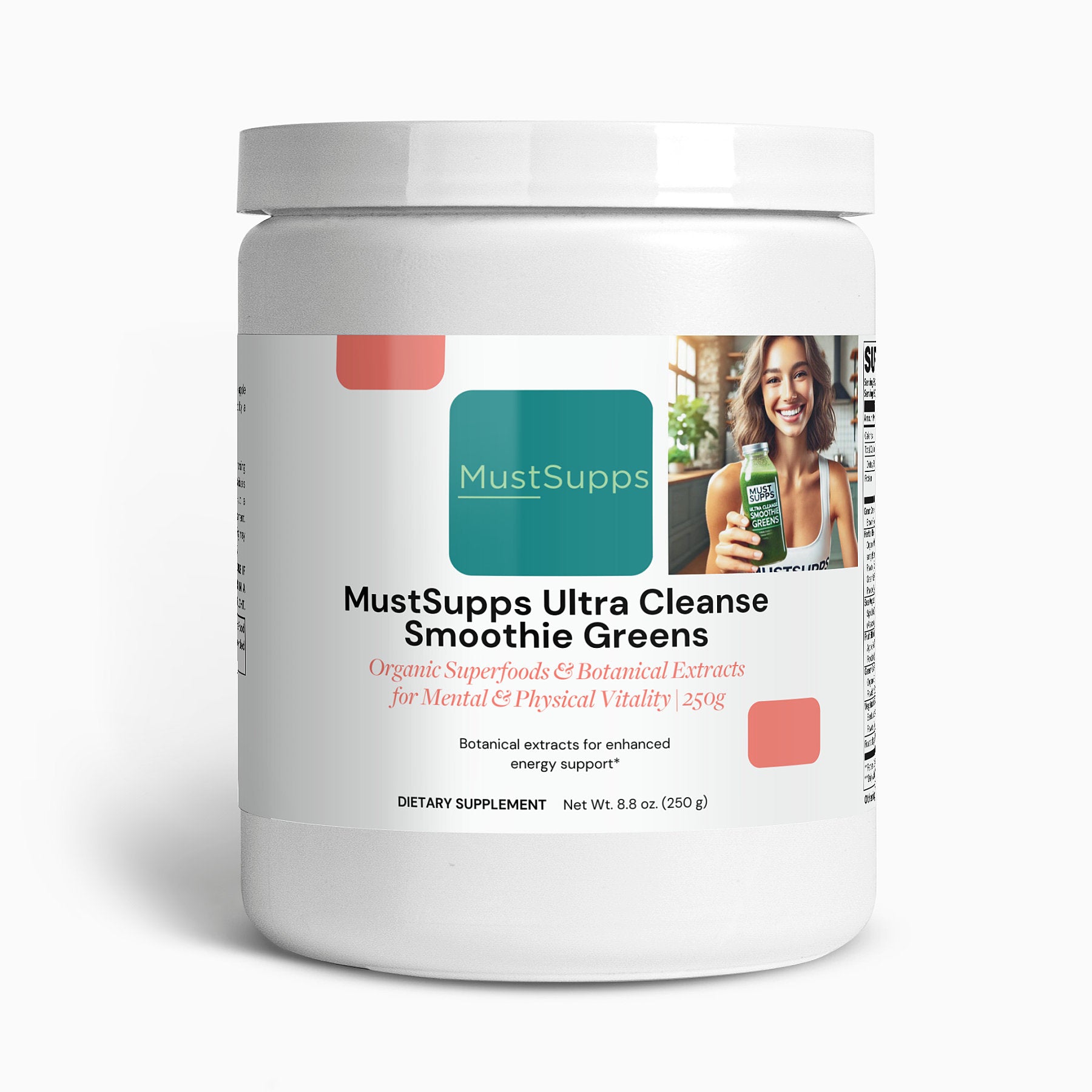 MustSupps Ultra Cleanse Smoothie Greens – Organic Superfoods & Botanical Extracts for Mental & Physical Vitality | 250g - Must Supps