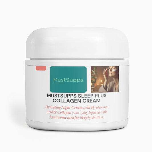 MustSupps Sleep Plus Collagen Cream - Hydrating Night Cream with Hyaluronic Acid & Collagen | 2oz (56g) - Must Supps